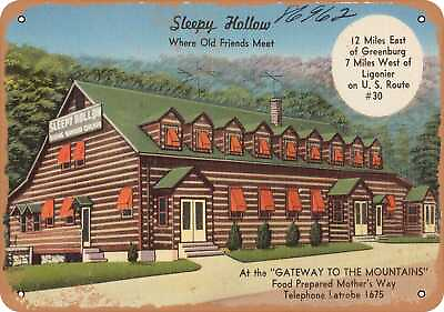 #ad Metal Sign Pennsylvania Postcard Sleepy Hollow where old friends meet 12 $21.95