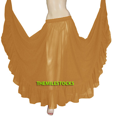 #ad Golden TMS Ruffle Full Circle Skirts Belly Dance Gypsy Flamenco 25 Color $22.99