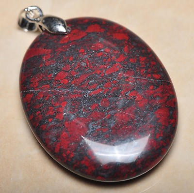 #ad Extremely Red Natural Bloodstone 925 Sterling Silver Clasp 2quot; Pendant #P10751 $9.74