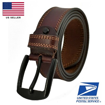 #ad Mens 100% Genuine FULL GRAIN Casual Leather Dress Belts Jeans Buckle US Stock $19.95