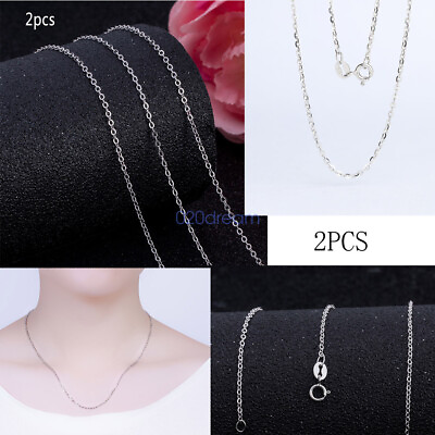 #ad 2PCS Wholesale Real 925 Sterling Silver Necklace Thin O Chain 14 26quot; Stamped $13.29
