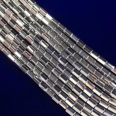 #ad 1Strand 6x4mm Faceted Silver Hematite Column Pendant Loose Bead 15.5 inch 571TS $9.95