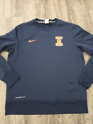 #ad Nike Therma Fit Illinois University Sweater Mens Large Blue NCAA Athletic Wear $24.99