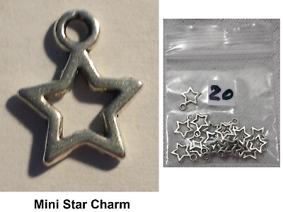 #ad Lot of 20 Craft Jewelry Making Silver Metal Charm Small 5 Point Star 1 2quot; Long $5.99