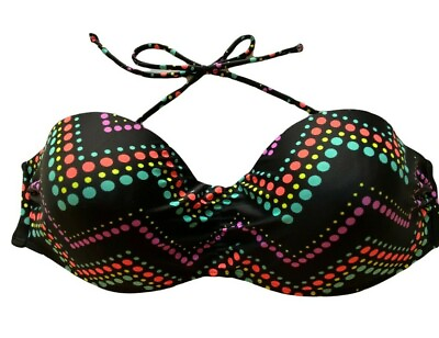 #ad OP Junior Women Bathing Suit Top L 11 13 Polka dot Halter Padded Ties Bikini $8.95