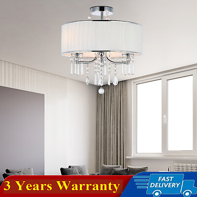 #ad Modern Drum Shade Ceiling Light Crystal Chandelier Hanging Lamp Pendant Fixture $65.84