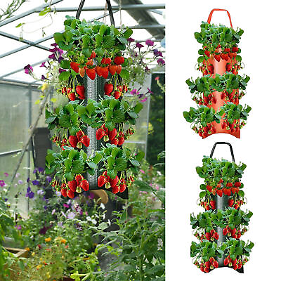 #ad 1X Flower Plant Grow Bag Felt Hanging Upside Down Planter Tomato Strawberry $8.45