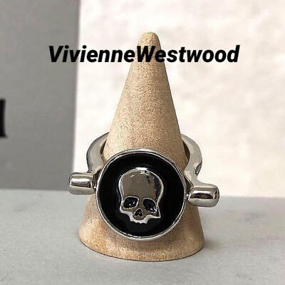 #ad Vivienne Westwood Ring Size 6.5 7 double sided skull silver black NO BOX EJ205 $118.37