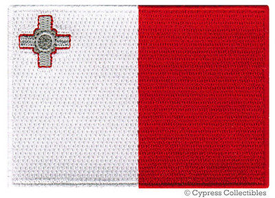 #ad MALTA FLAG PATCH MALTESE embroidered iron on EMBLEM SOUVENIR Mediterranean ITALY $5.95