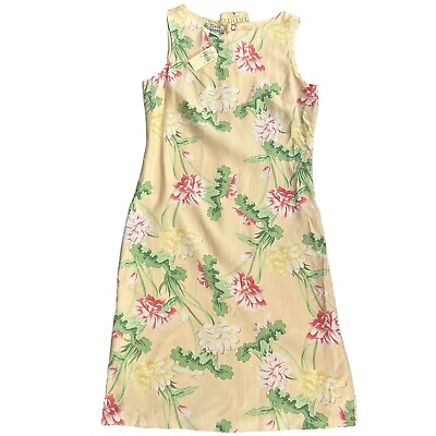 #ad #ad NWT Tommy Bahama Women#x27;s Sz 6 Yellow Light Nectar Floral Tropical Dress NEW $50.00