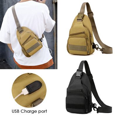 #ad Men Shoulder Bag Sling Crossbody Chest Nylon Travel Satchel USB Charge Backpack $9.99