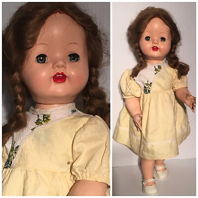 #ad SAUCY WALKER LIKE DOLL Unmarked Circa 1950s Dress Slip Pantaloons Shoes 20” READ $44.24