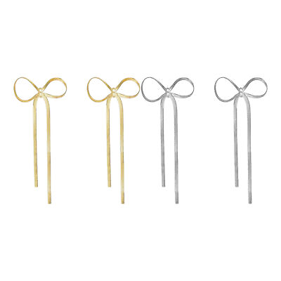 #ad Gold Bow Earrings Long Tassels Bow Knot Bow Drop Earrings Elegant Gold Drop $8.36
