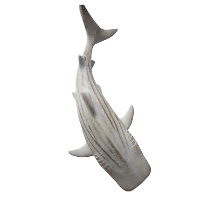 #ad Handcrafted Wood Mako Shark Wall Decor Antiqued White 18.5x8x4in $54.99