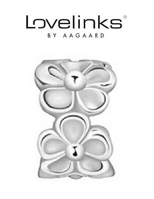 #ad Genuine LOVELINKS 925 sterling silver ROW OF FLOWERS spacer charm bracelet bead GBP 14.49