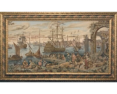 #ad Wall Sized 86” Gilt Framed Italian Tapestry Reproduction after FRANCESCO GUARDI $500.00