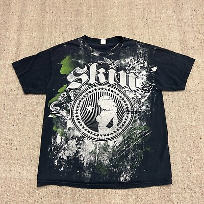 #ad Vintage Skin Industries Shirt Mens Large Black 2000s Y2K Girl Gothic Grunge AOP $99.99