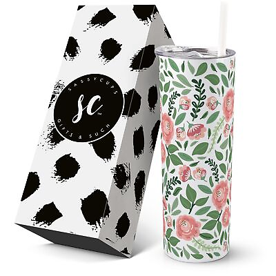 #ad Floral Print Vacuum Insulated Stainless Steel Skinny Tumbler with Straw Cof... $30.65