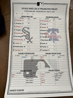 #ad Philadelphia Phillies White Sox Official Scorecard Authentic Original $30.00