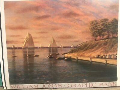 #ad Sailboats Seascape Large Print 40”x32” NEVER FRAMED New Condition $99.00