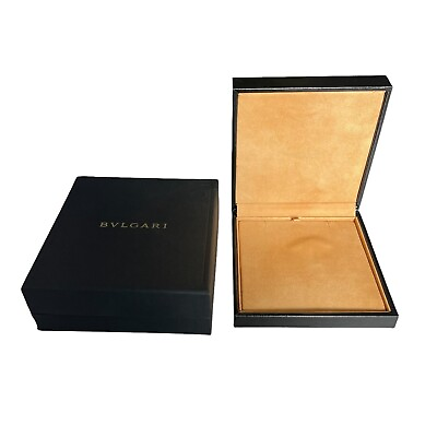 #ad Bvlgari Genuine Necklace Box Leather Black Case Outer Box $59.98
