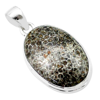 #ad Handcrafted 13.39cts Black Stingray Coral From Alaska Oval Pendant U40486 $9.89