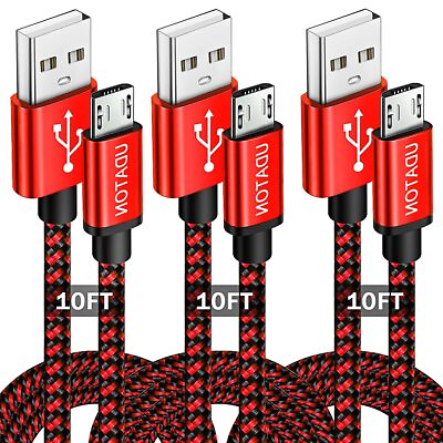 #ad Micro USB Cable Extra Long Android Charger Cable 3 Pack 10FT Nylon Braide... $19.21