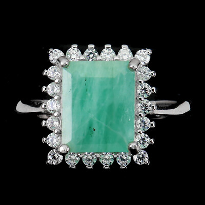#ad Unheated Octagon Green Emerald 10x8mm Simulated Cz 925 Sterling Silver Ring 8.5 $54.50