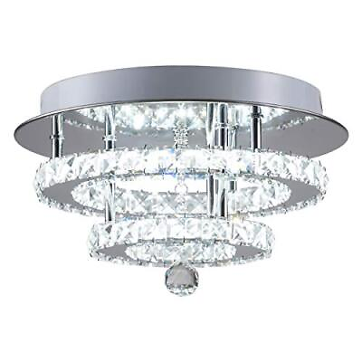 #ad Crystal Chandeliers Modern Crystal Flush Mount Chandelier 11.8quot; Round LED Cei... $66.12
