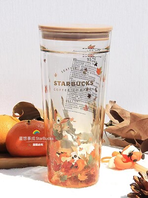 #ad 2022 Starbucks China Autumn fox Cute Rabbit Maple Leaf Double Cup Christmas Gift $29.99