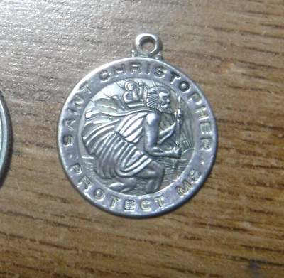 #ad St Christopher Sterling Silver Catholic Medal #76b $28.98