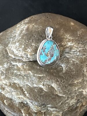 #ad Gorgeous Blue Bisbee Turquoise Navajo Sterling Silver Pendant 1quot; 17253 $439.99
