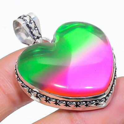 #ad Heart Bi Color Tourmaline Gemstone Handmade Ethnic Jewelry Pendant 1.58quot; KP 279 $5.99