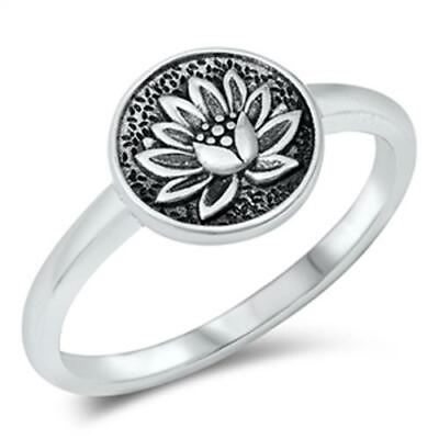 #ad 925 Sterling Silver Lotus Flower Fashion Ring New Size 4 12 $15.64