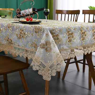 #ad Rectangular Table Cover Tablecloth Round Luxury Lace Coffee Tables Cloth $25.73