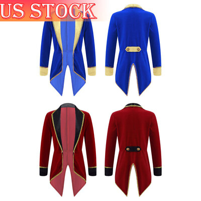 #ad US Kid Boys Single Tuxedo Tailcoat Vintage Gothic Jacket Coat Ringmaster Costume $20.39