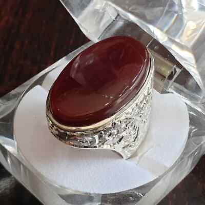 #ad Mens Yemeni Aqeeq Ring Deep Blood Red Yamni Agate Ring For Men Natural mens ring $160.00