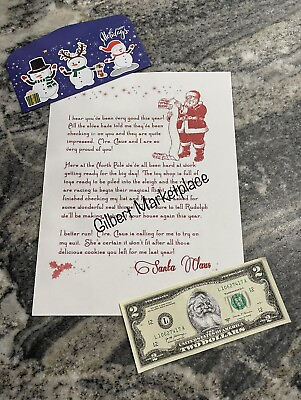 #ad The Santa Claus U.S. $2 Dollar Bill Money quot;Santa Dollarquot; with Letter $8.00