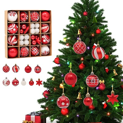 #ad Christmas Tree Ornament Ball Gift Ornament 42 PCS Christmas Ball Box Coloured $18.07