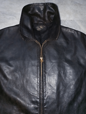 #ad Vintage Double RL RRL Ralph Lauren Black Over Brown Leather Jacket Men#x27;s XL $849.00