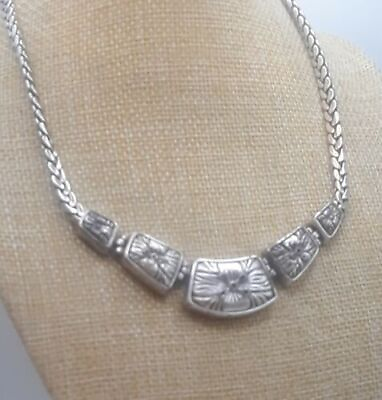 #ad 18quot; Silver Toned Chain Choker Necklace $26.00