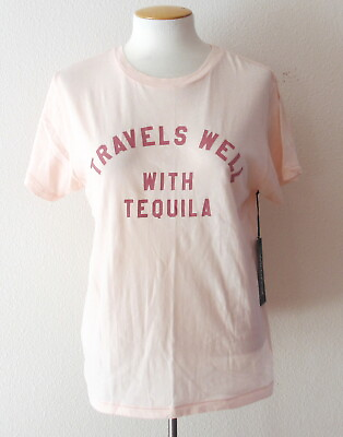 #ad WILDFOX Travels Well With Tequila Tee Women#x27;s T Shirt Top Pink Salt Size S NEW $15.00