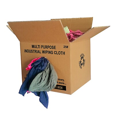 #ad Color Knit T Shirt 100% Cotton Wiping Rags – 25 lbs. Box Multipurpose Cleaning $47.99