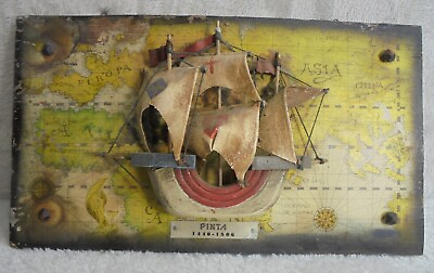 #ad 3D Ship Wood Wall Art Picture Pinta 1446 1506 Christopher Columbus Nautical Hang $17.88