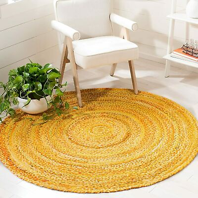 #ad Rug 100% Natural Cotton Yellow Handmade Reversible carpet living modern area rug $216.80