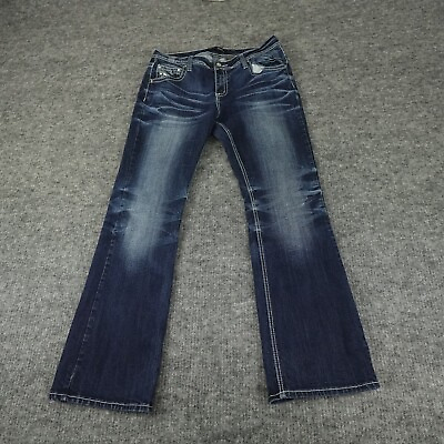 #ad Love Nation Jeans Womens 14 Blue Denim Rhinestones Flap Pockets Stretch Ladies $37.42