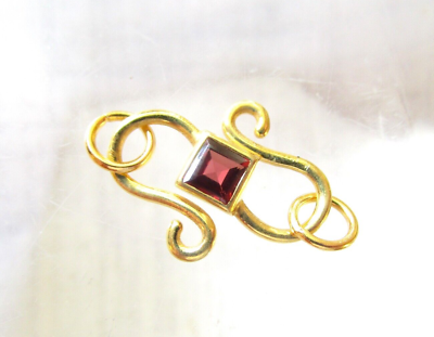 #ad Natural Garnet Gemstone S Hook Necklace Clasp 18k Gold Over Sterling Silver $13.59