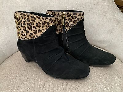 #ad J. Renee Women’s Ankle Bootie Boots Zip Up Black w Cheetah Print Cuff Size 7 $20.00