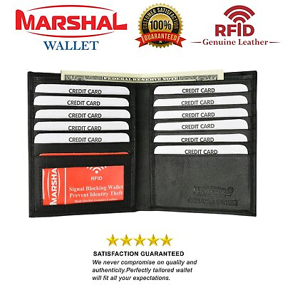 #ad Men#x27;s Genuine Leather Bifold Wallet Slim Hipster Cowhide Credit Card New RFID $17.99
