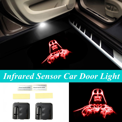 #ad 2Pcs LED Car Door Red Star Wars Darth Vader Logo Welcome Projector Shadow Lights $18.04